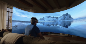Apple Vision Pro headset displaying 3D user interface