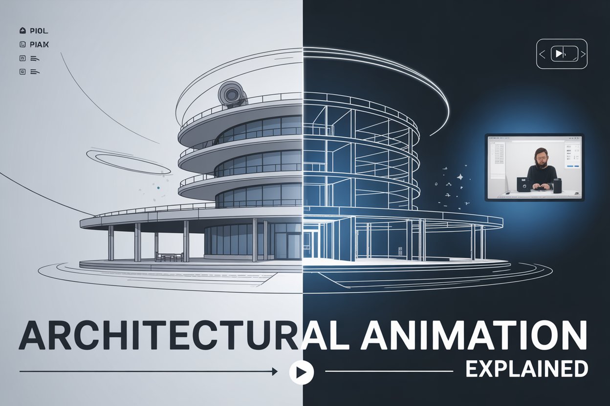 3D animation showing exterior of modern building