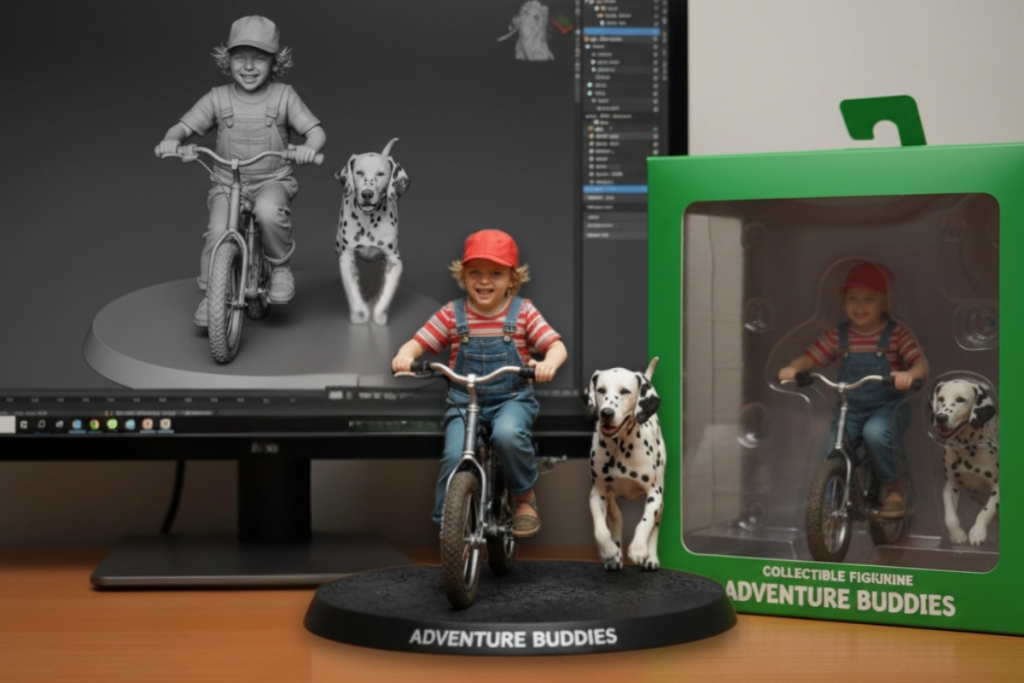 AI-generated PVC-style anime figurine in 1/7 scale created with Nano Banana