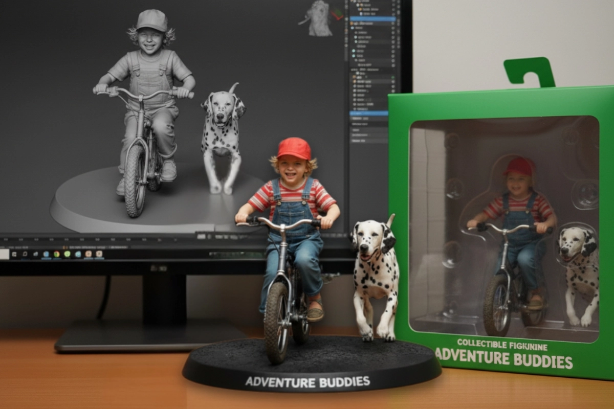 AI-generated PVC-style anime figurine in 1/7 scale created with Nano Banana